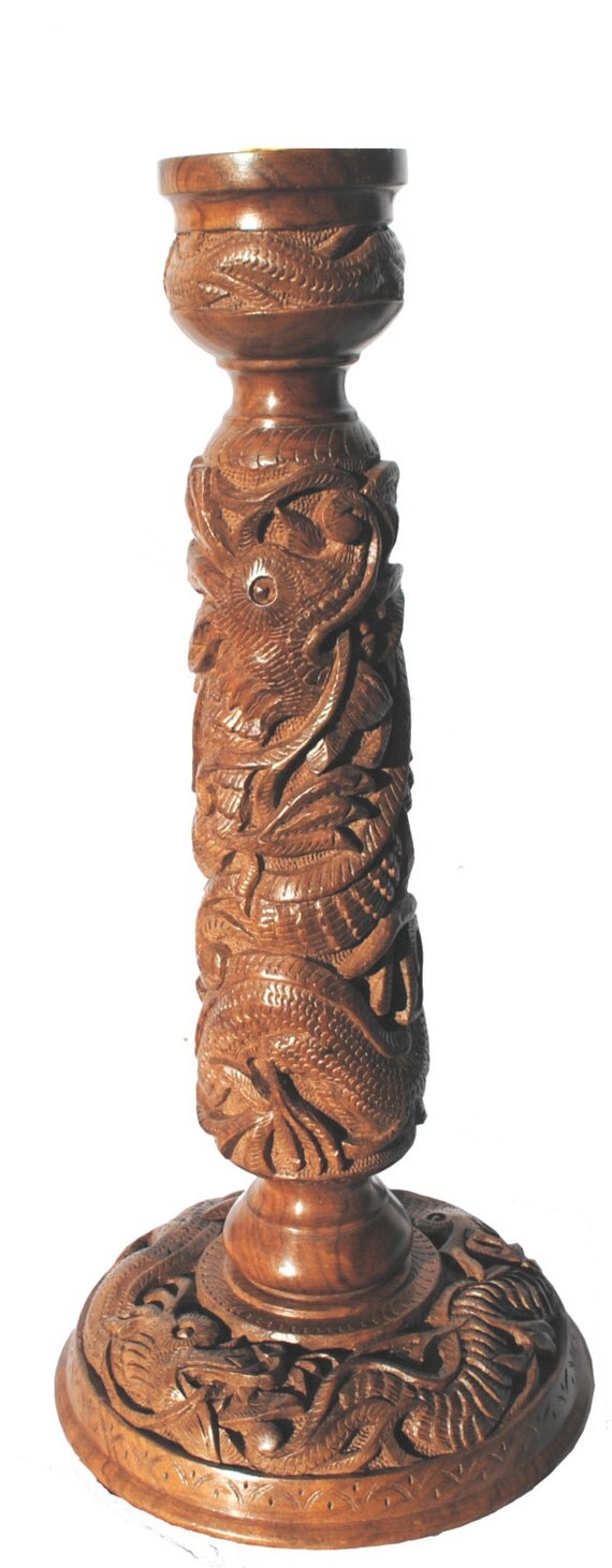 Hand carved wooden Table Lamp base on solid by walnuthandicrafts