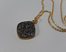 Ever Gold Short Pendant Necklace in Platinum Drusy main image 1