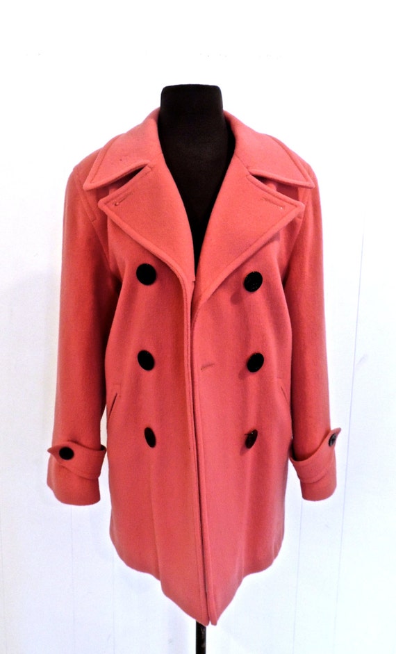 Vintage Pink Wool Peacoat 1960s Lauren Meren Pink Pea By Mkmack 