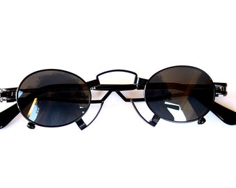 round sunglasses oval sunglasses Steampunk sunglasses Goth sunglasses Vampire pince-nez stainless steel unusal unique sunglasses