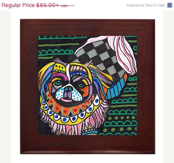 25% Off Everything Pekingese art framed tile by HeatherGallerArt