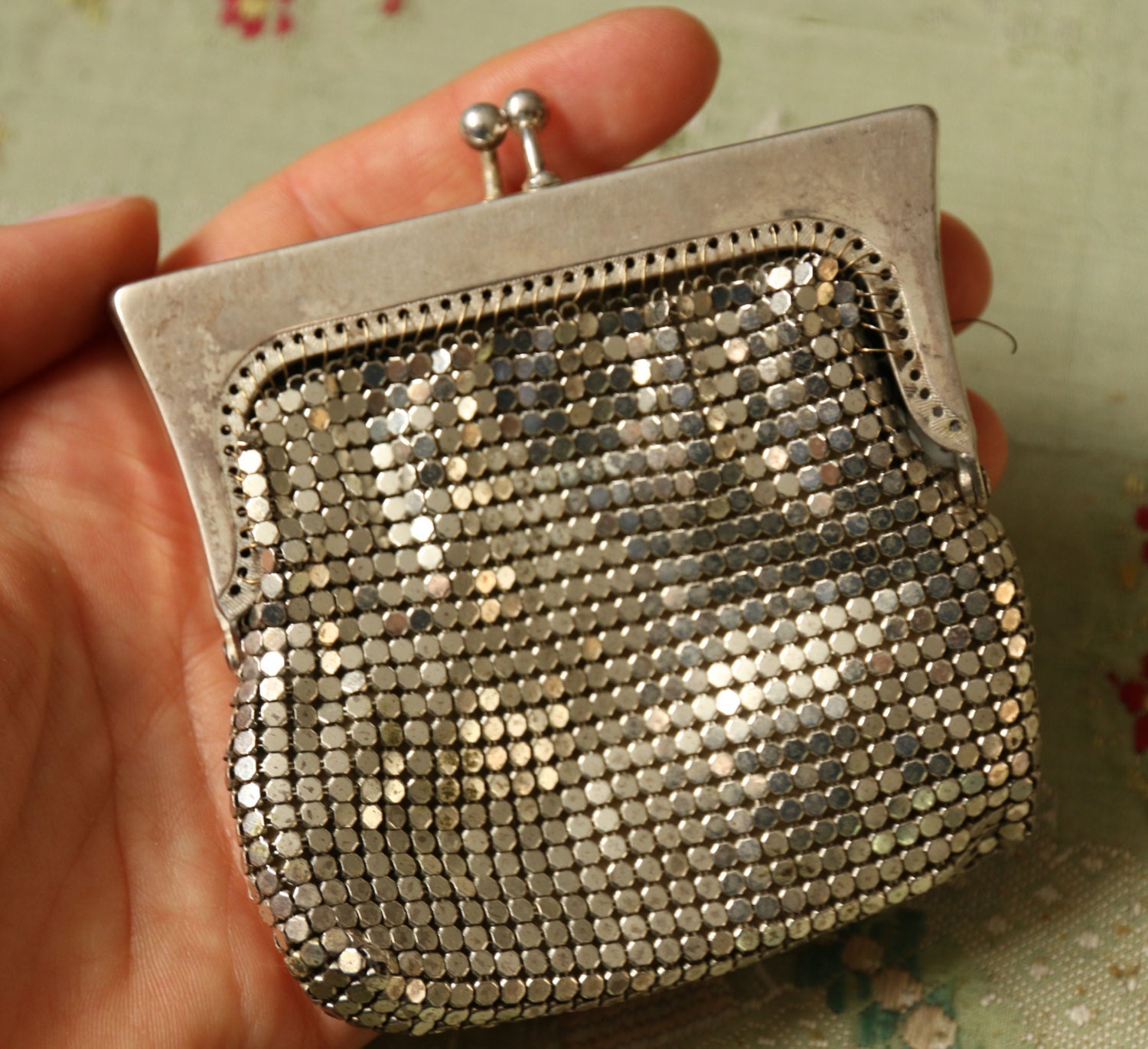 antique metal mesh purse