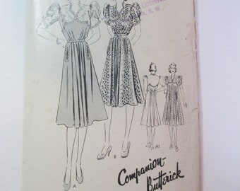 Antique 1940's Butterick Dress Pattern #8306 - size 30" Bust