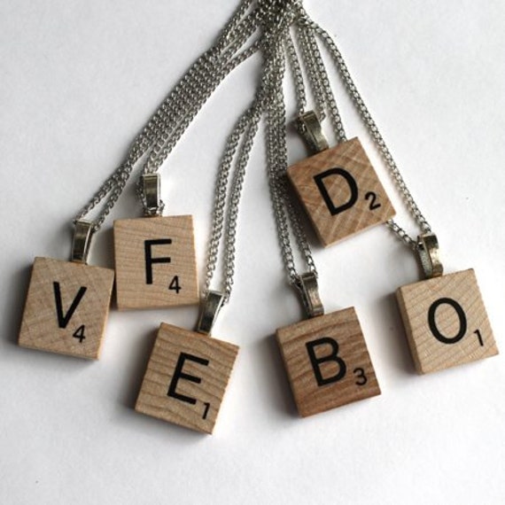 Scrabble® Tile Necklace Initial Necklace Fun by MissMalaprop