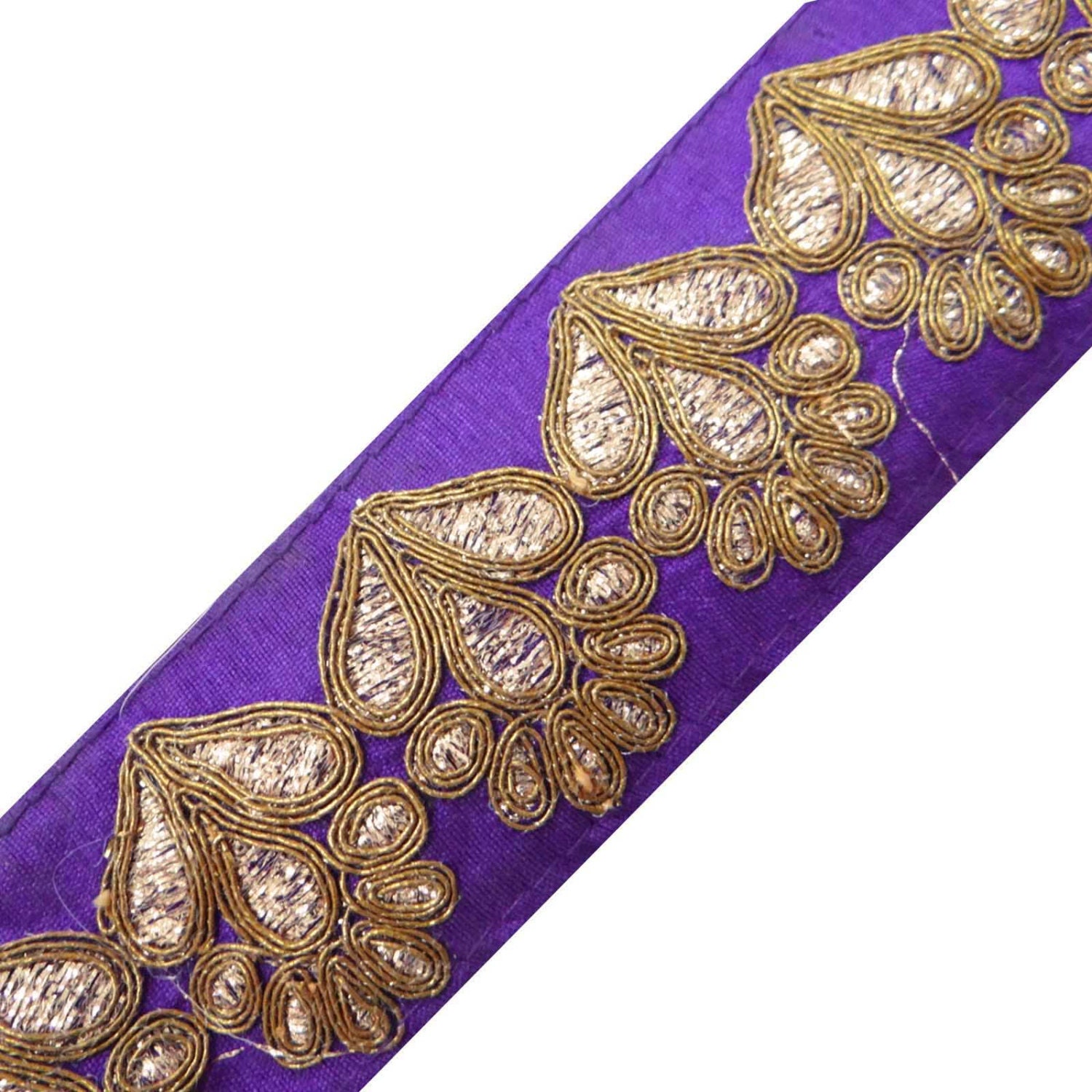 Purple Trim Designer Floral Embroidered Trim Sewing Ribbon