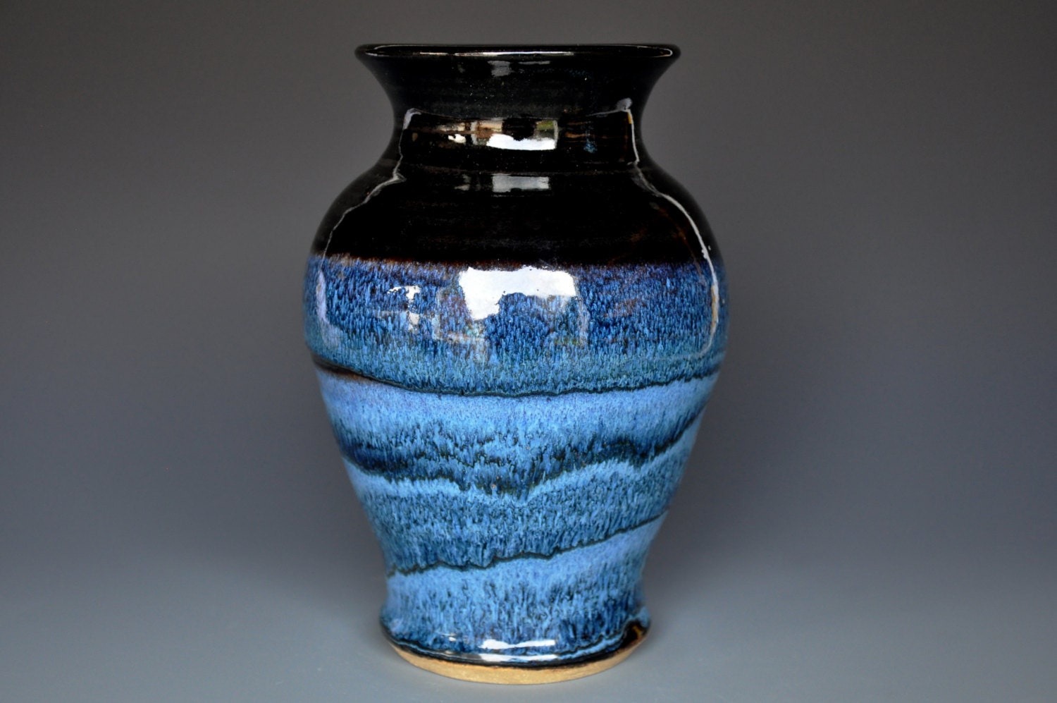 Ceramic Layered Blue Black Pottery Vase A