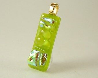Green and Turquoise Dichroic Fused Glass Pendant