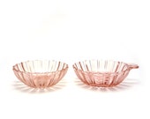 Vintage 1930s pink depression glass nappy bowls, Anchor Hocking, Fortune pattern, jelly dishes