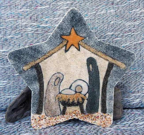 Nativity star original sand painting art work creche jesus