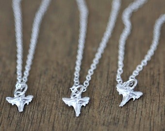 Tiny Modern Sterling Silver Shark Tooth Necklace // simple minimalist everyday dainty jewelry