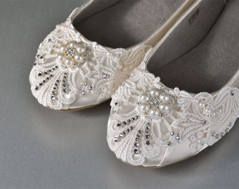 Wedding Shoes Ballet Flats 250 Custom Colors Vintage Lace