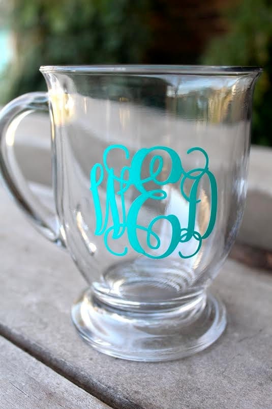 Monogram Coffee Mug Monogrammed Clear Glass By Papercutzdesigns