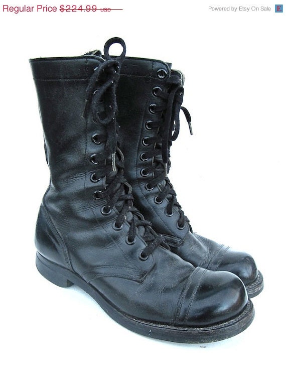 SALE Addison Black Military Combat Boots by worldvintagefashion