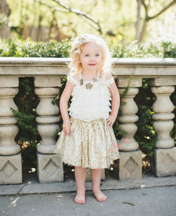 Girls gold skirt, Girls gold Sequin Tutu,gold petti skirt, gold tutu skirt, baby first birthday, sequined tutu skirt, pettiskirt by ThinkPinkBows