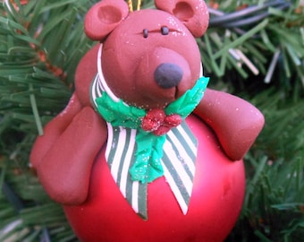 Bear Polymer Clay Christmas Ornament
