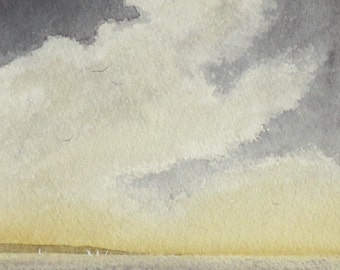 Original watercolour ocean storm sailing seascape