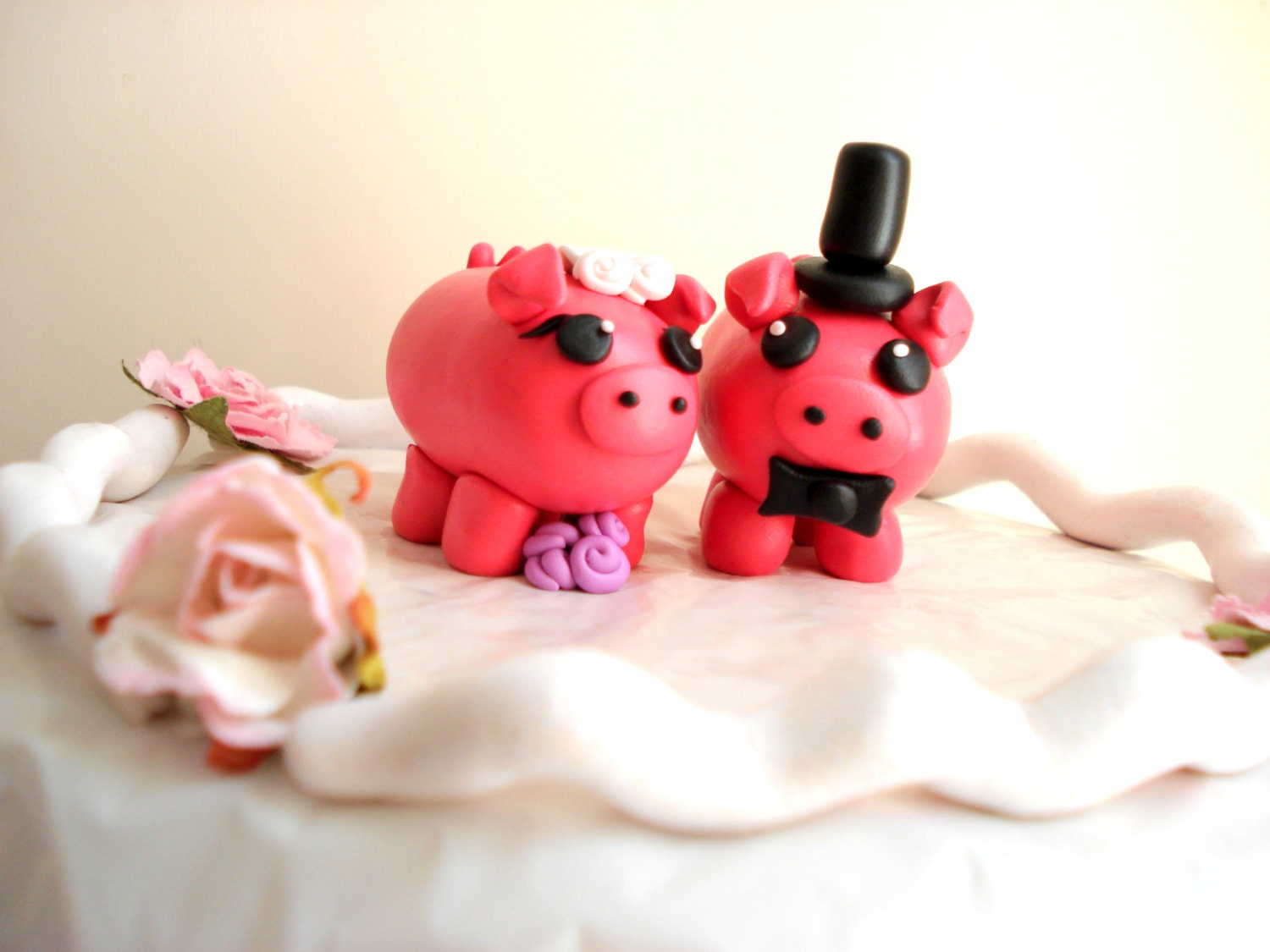 Pig Wedding Cake Topper Bride And Groom Pig Cake Topper