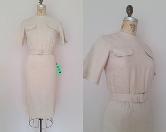 Vintage 1960s Dress / Cream Wiggle Dress / by ThriftyVintageKitten