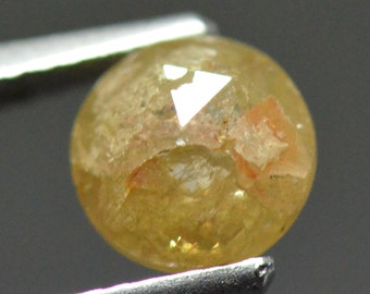 5.9mm round diamond rose cut champagne yellow color 1.01cts
