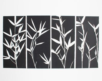Modern Art, Contemporary Art, Original Etching, Bamboo Zen Design