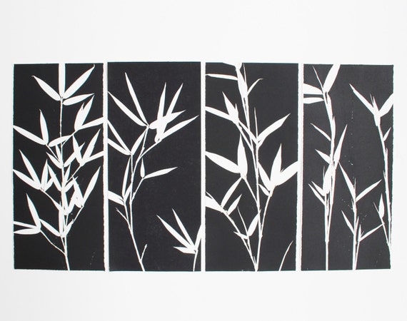 Modern Art, Contemporary Art, Original Etching, Bamboo Zen Design