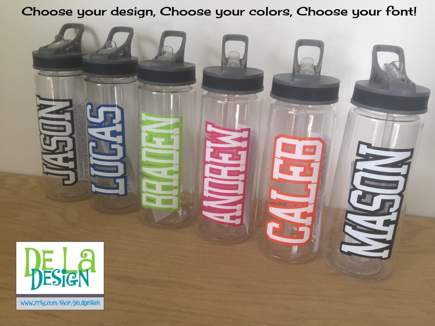 Personalized Clear plastic sport water bottle Flip top w/