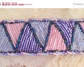 NEW YEAR SALE Barrette, Bead Embroidered, Pink, Purple and Blue, Harlequin design, French Barrette,