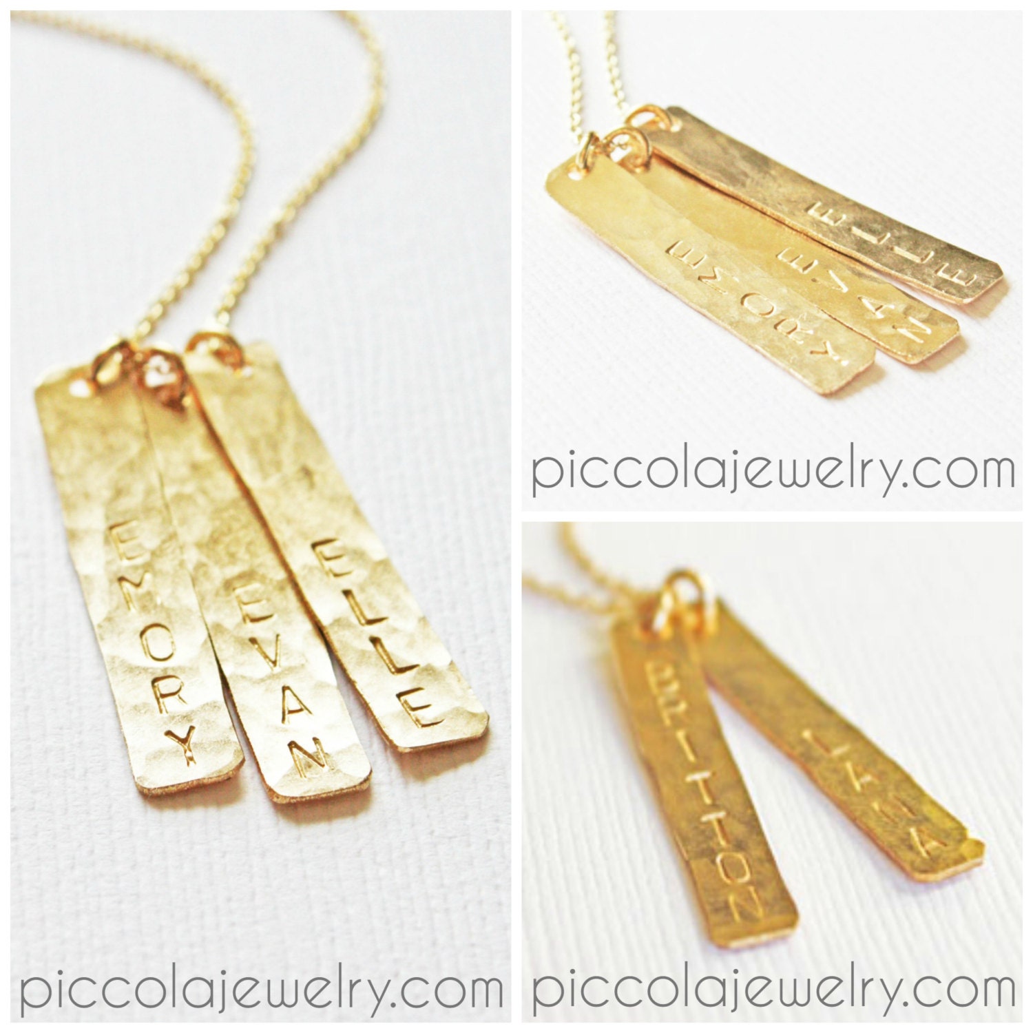 Personalized Vertical Gold Bar Necklace by PiccolaCustomJewelry