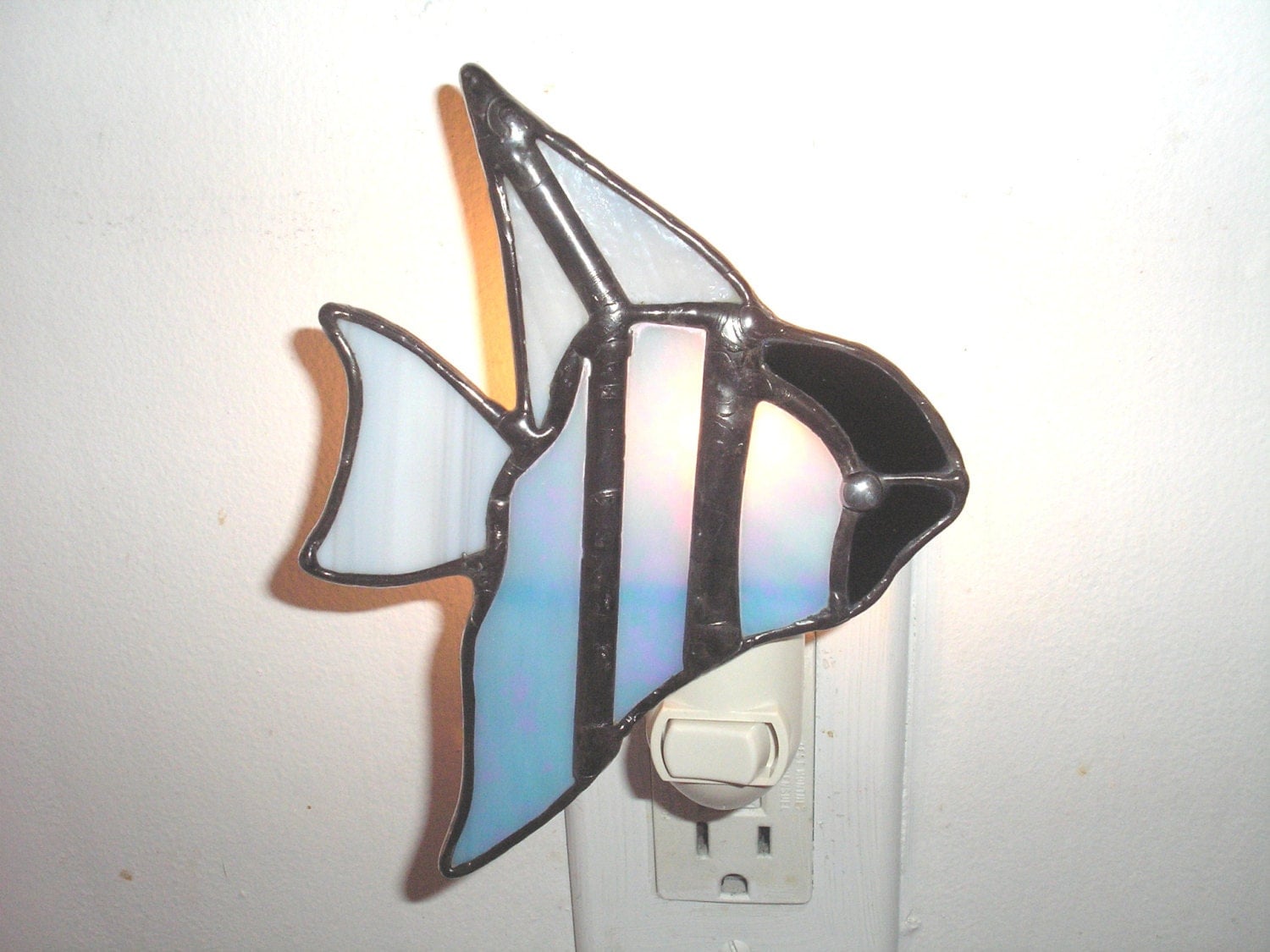 LT Stained glass Angel Fish night light lamp by UniqueStainedGlass