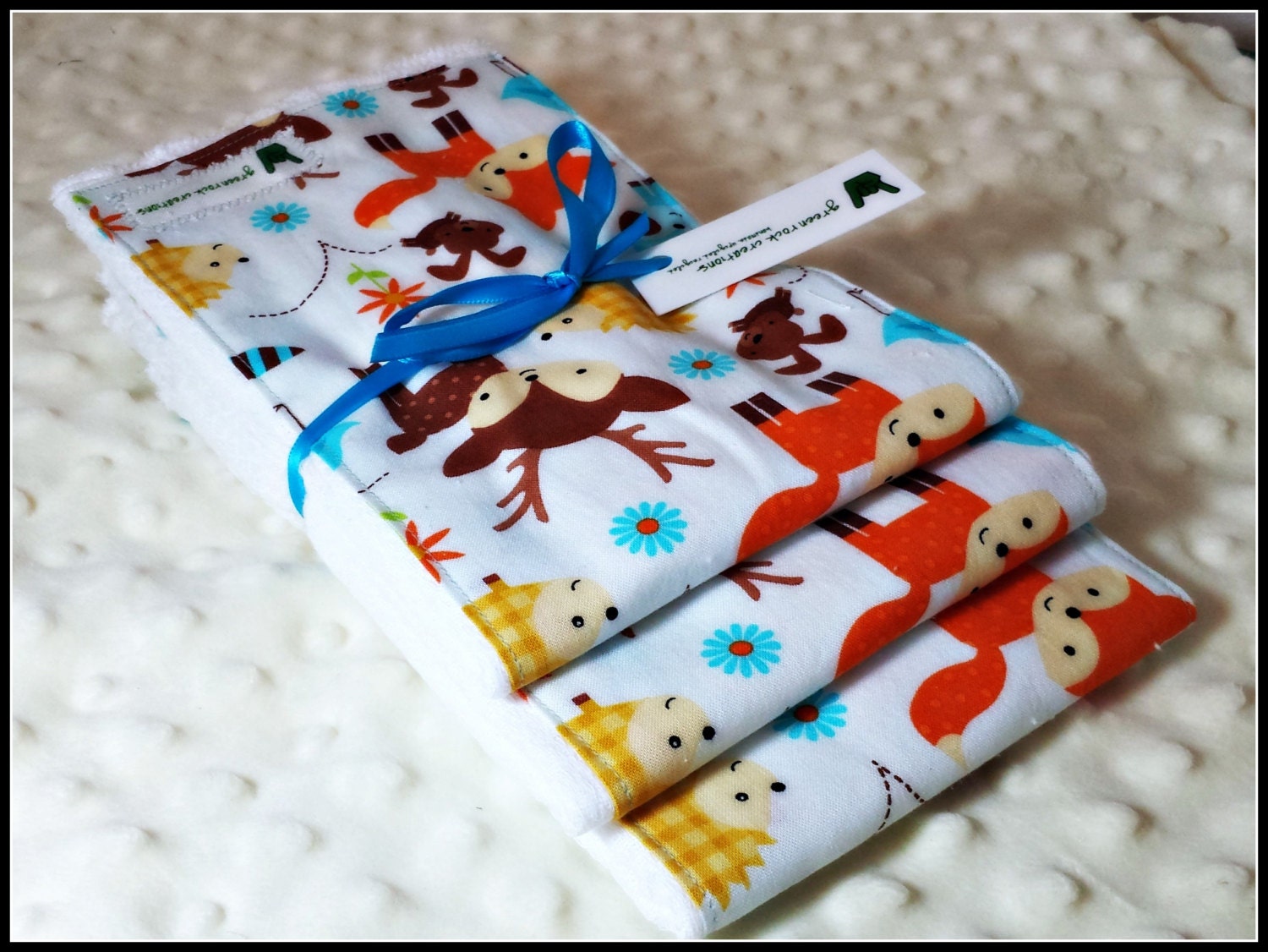 Baby Burp Cloth Set Woodland Forest Animals Fox Deer