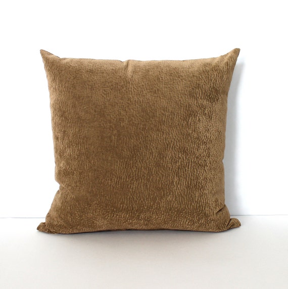 Brown Pillow Cover Faux Suede Textured Upholstery by couchdwellers