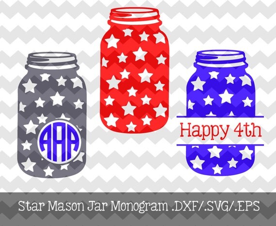Download Items similar to Star Mason Jar Monogram Frames.DXF/.SVG/.EPS Files for use with your Silhouette ...