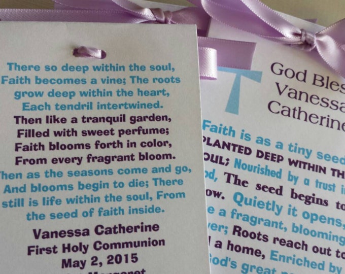Baptism Christening Religious First Holy Communion Favors Subway Art purple and blue SALE CIJ Christmas in July