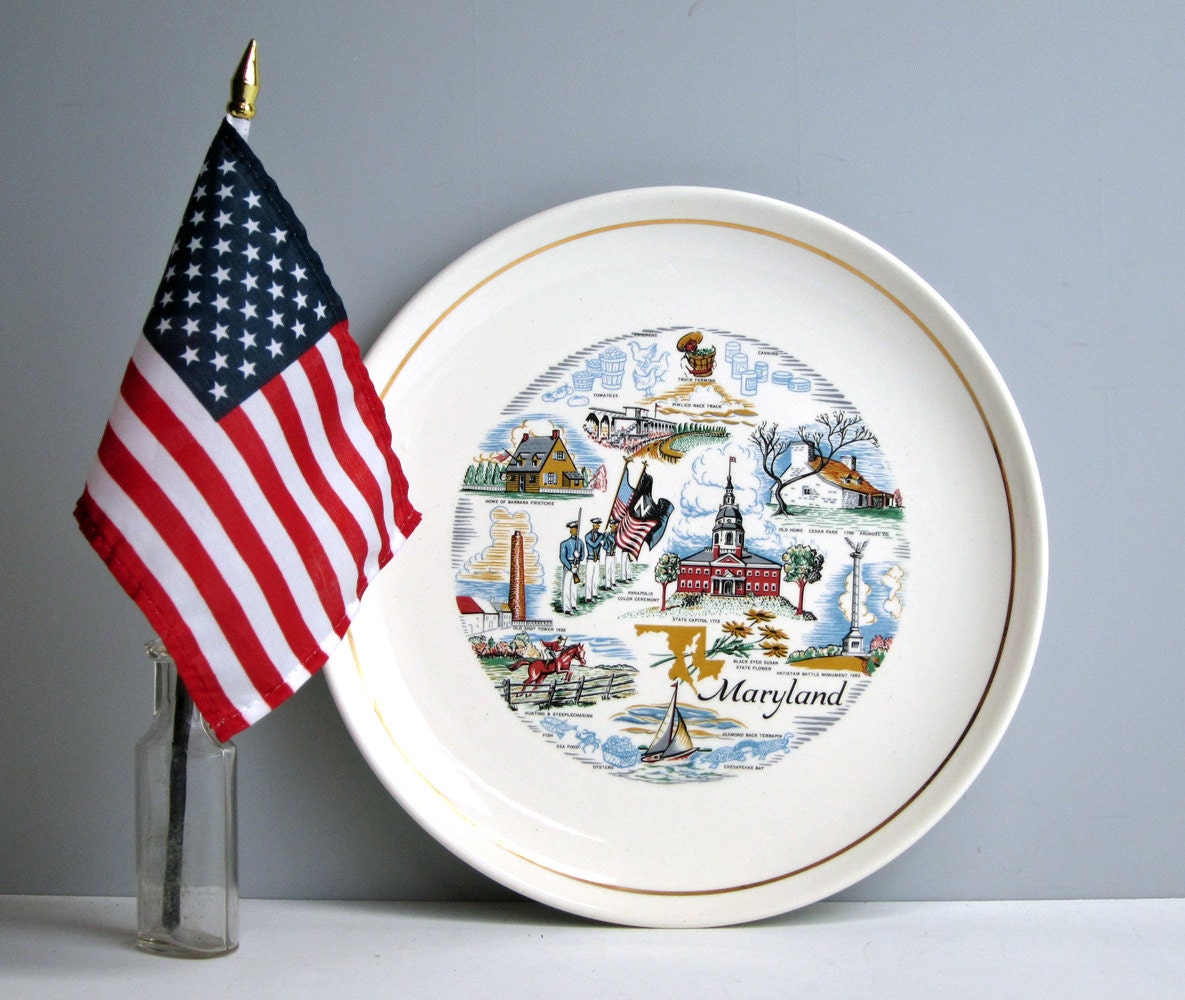 Vintage Maryland souvenir plate plate wall decor USA state