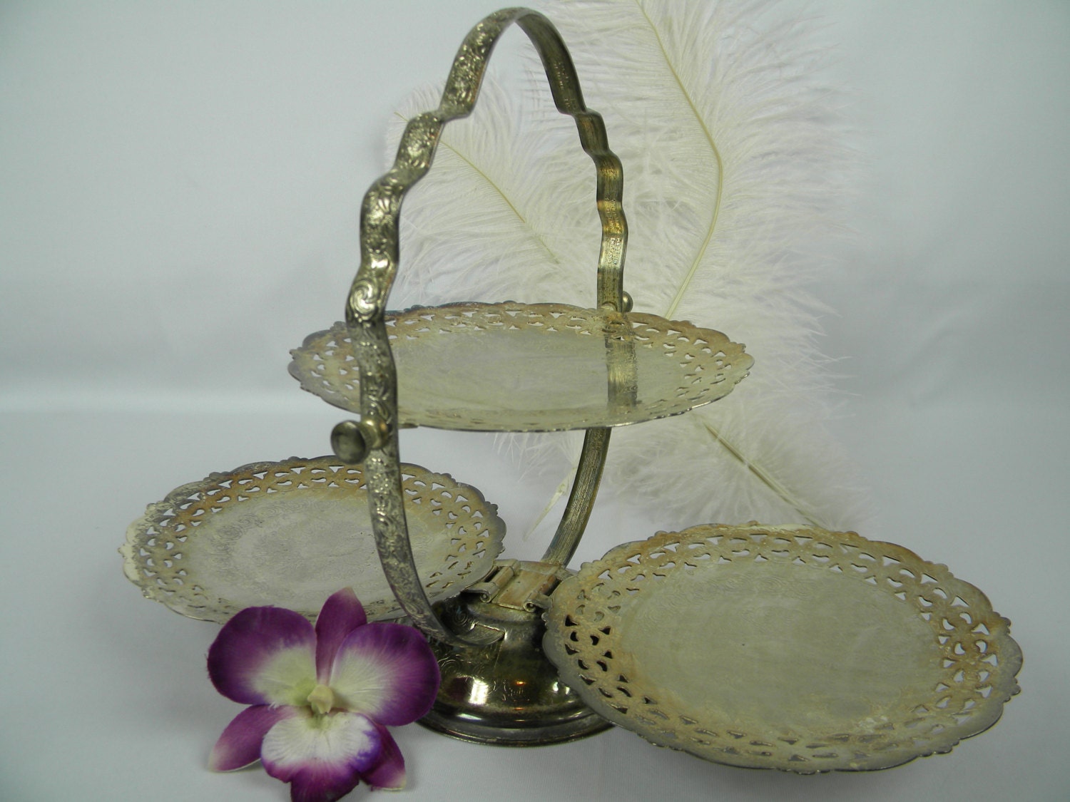 Vintage Silver Plated Serving Tray Queen Anne Made in England 3