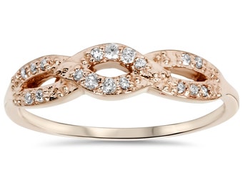 1/4CT Diamond Guard Ring Enhancer Wedding Band 14K Rose Gold