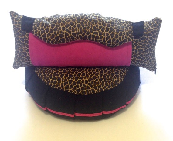 Items similar to Zafu Meditation Pillow Set, Safari, Pink, Burlesque, Exotic Dancer, sparkle ...