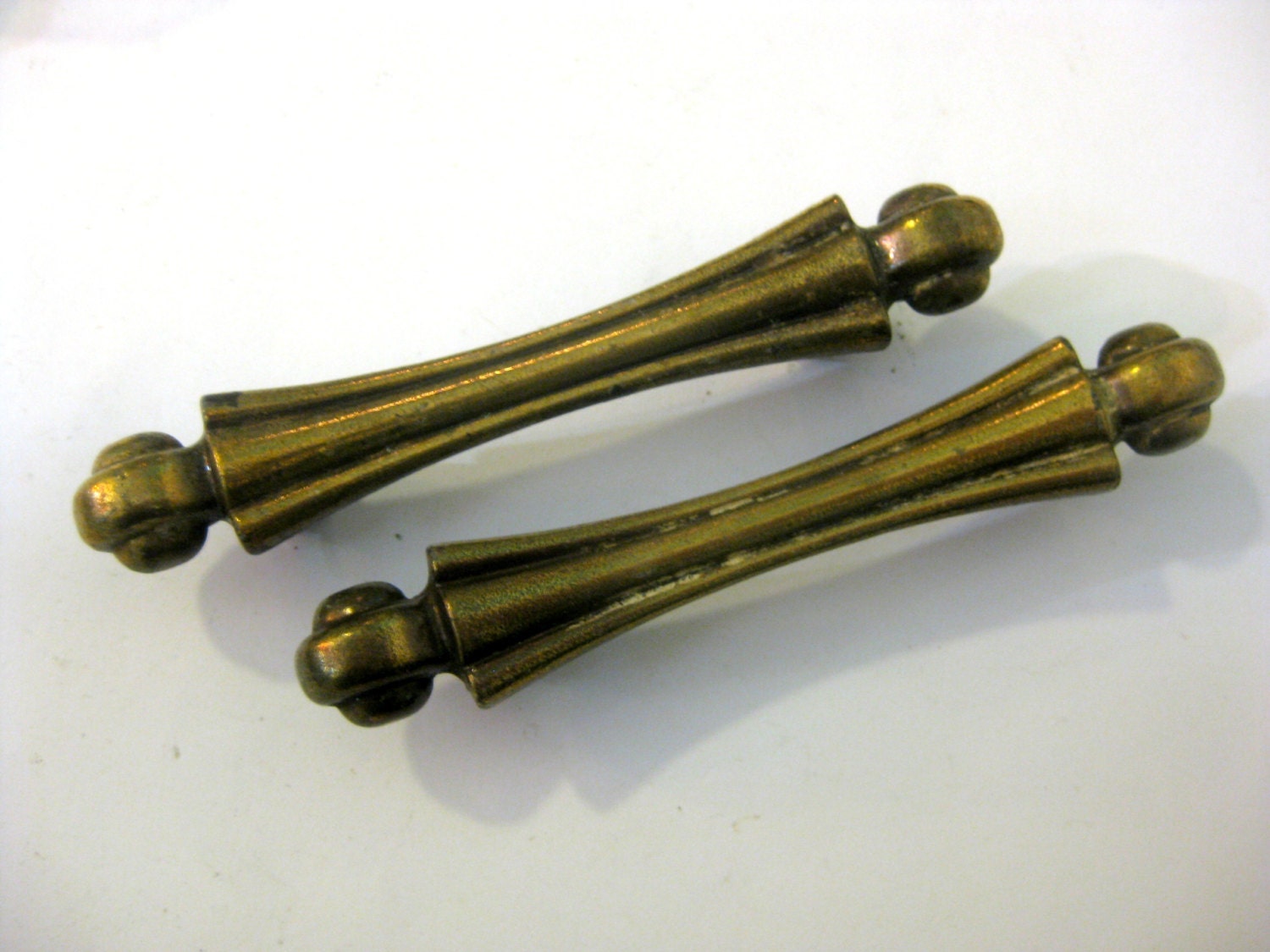 Lot of 2 Vintage Art Deco Drawer Pulls 3 centers by Fairyhome