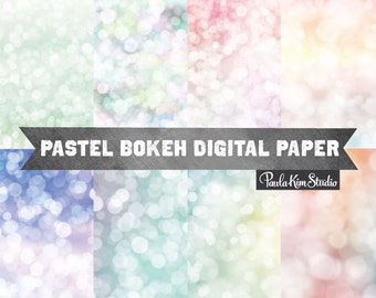 Pastel Bokeh Overlay Digital Paper Pack, Pastel Background Image Download, Commercial Use
