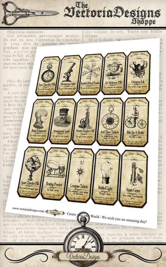 Steampunk Apothecary Labels halloween apothecary printable