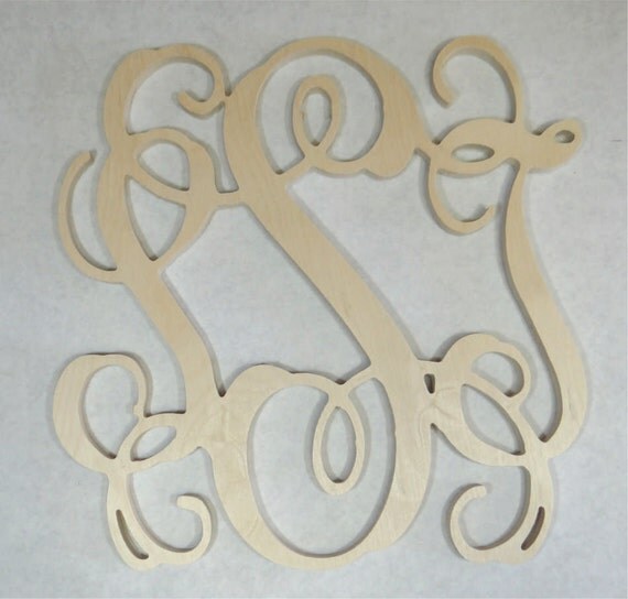 8 Inch Connected Wood Vine Script Monogram Letters by ...