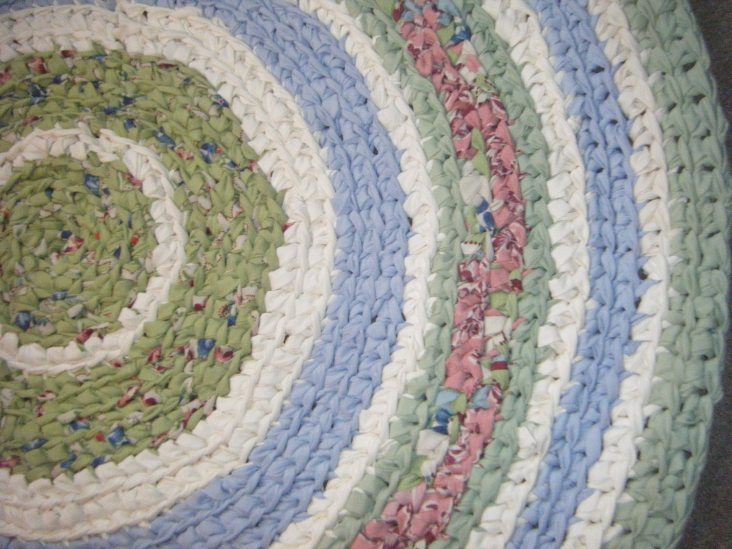 Handmade Blue and Green Round Area Rug For Etsy
