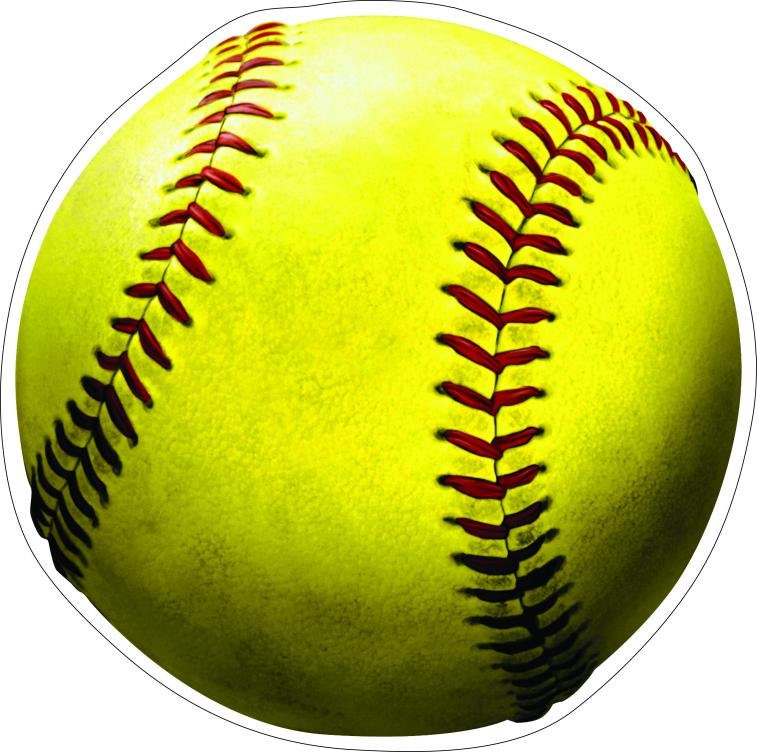 Yellow softball high resolution Vinyl decal sticker