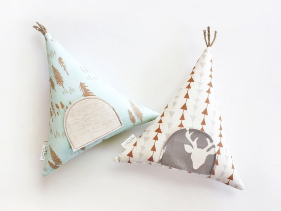 Teepee Tooth Fairy Pillow Modern Woodland Room Decor Girls