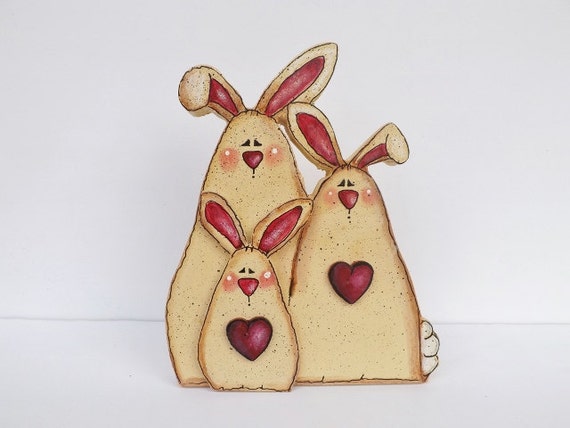 Bunny Rabbit Family, Easter Bunny, Easter Bunny Rabbit, Family Love, Love Bunny, Three Wood Rabbits