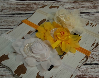 vintage inspired headband chiffon lace and tulle rosette trio items similar to time for teal ivory yellow and teal vintage inspired headband chiffon lace and tulle rosette trio items similar to time for teal ivory yellow and teal