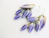 Pastel violet petals earrings- polymer clay and sterling silver -spring jewelry- dangle earrings- woodland- nature inspired- boho- for her