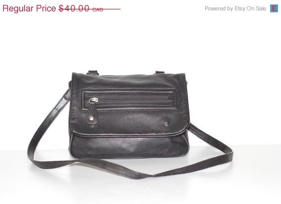 ON SALE CNKW Black Leather Cross Body Bag  Black Leather Bag