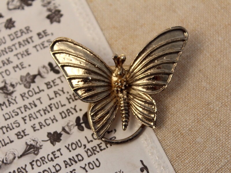 Vintage Gold Scarf Clip, Butterfly Scarf Clip, Brooch Haute Juice