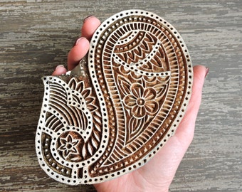 Hand Carved Om Wood Stamp: Handmade Indian Round by DelhiDaze